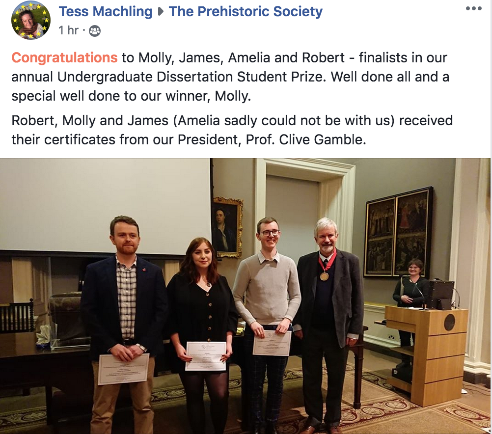 Screen shot of Molly Hardman winning a prize for her dissertation